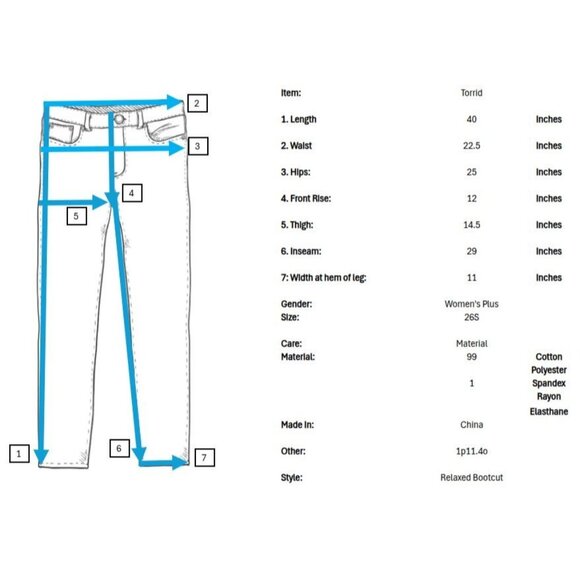 Torrid Plus Size Relaxed Bootcut Jeans Womens 26S 29 Denim Stretch Dark Wash - Picture 8 of 8